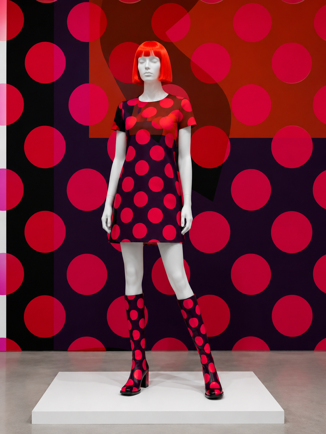 Imagined mannequin wearing digital artwork as fashion
