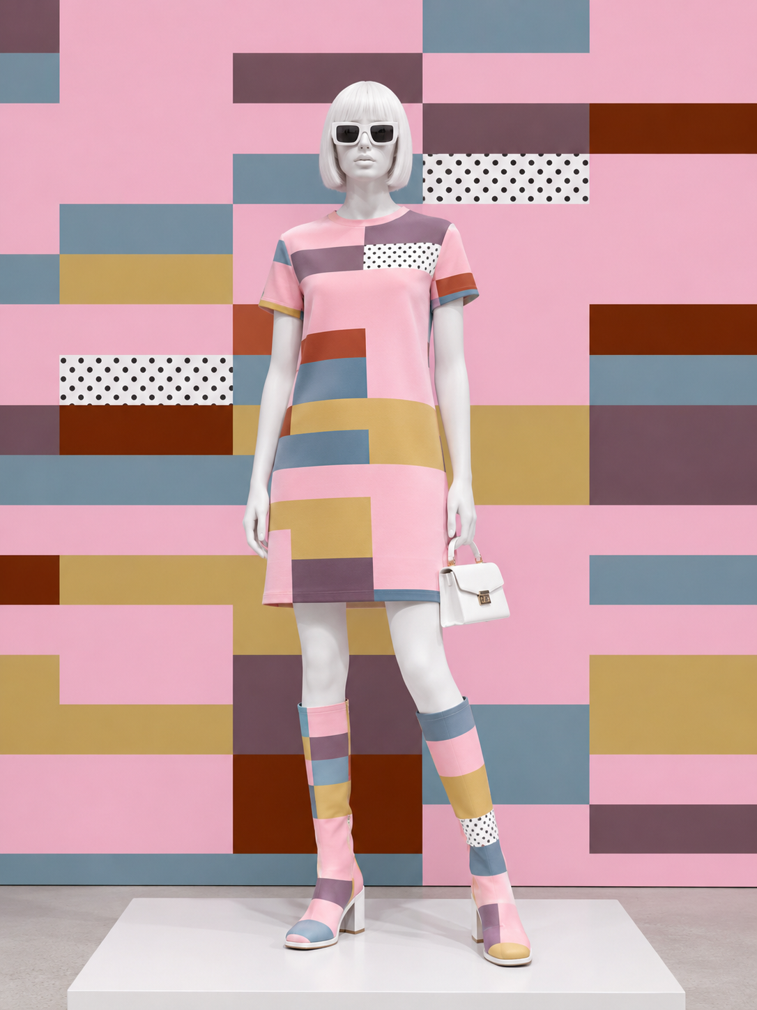 Imagined mannequin wearing digital artwork as fashion
