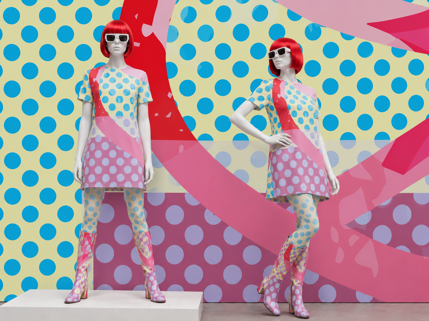 Mannequin in a colorful art and fashion room